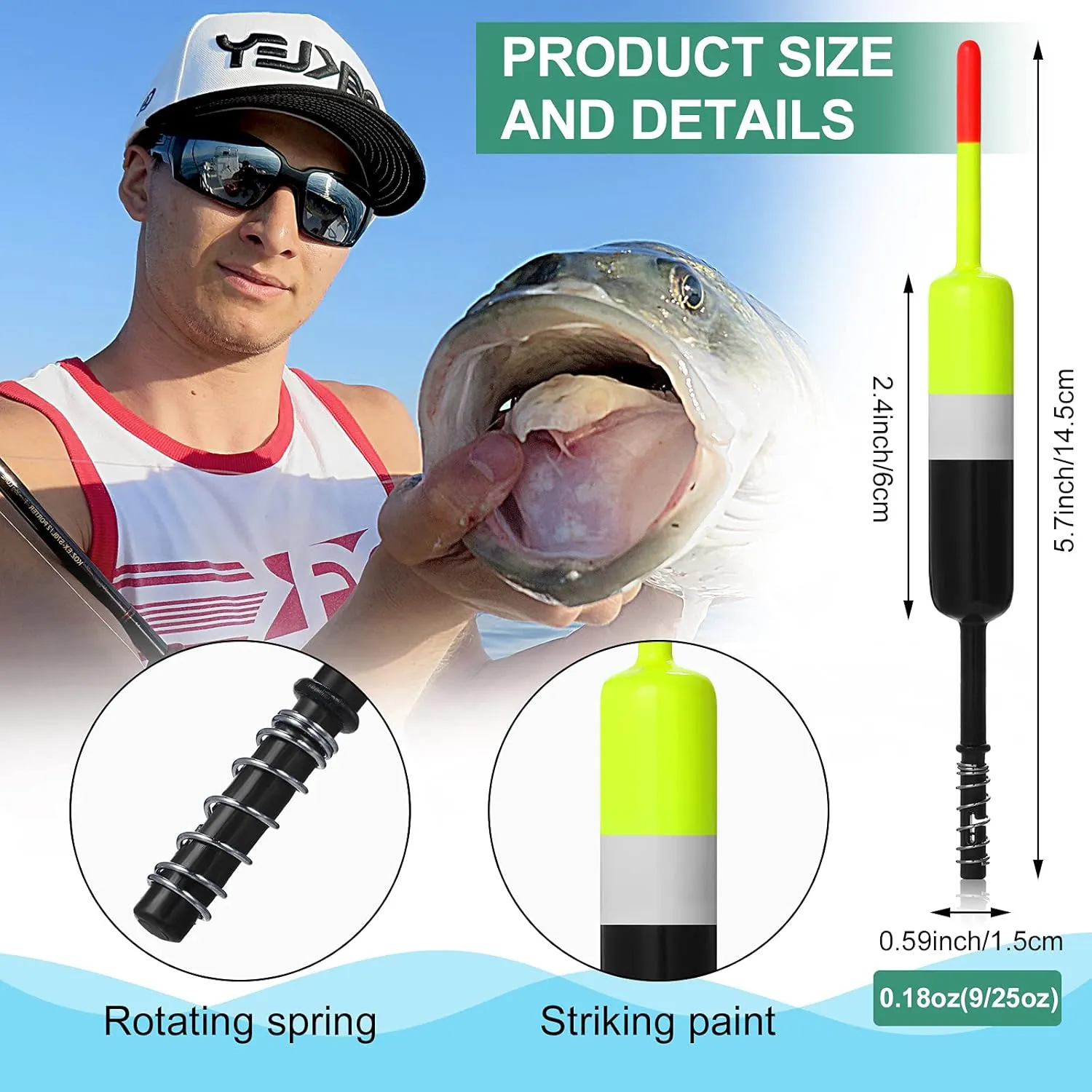 10 Pieces Fishing Bobbers Fishing Floats and Bobbers Fishing Floaters Crappie Bobbers Spring Slip Bobbers Fishing Float Accessories for Fishing