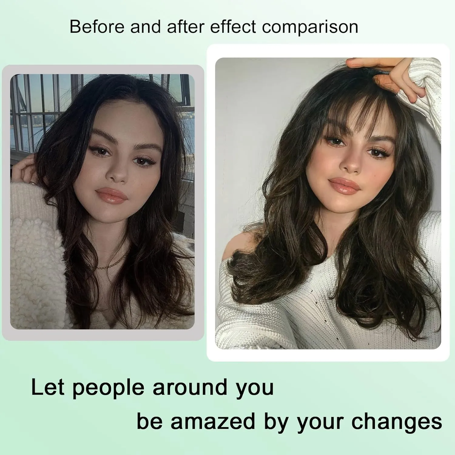 100% Human Hair Clip in Bangs,Women Air Thinning Curtain Flat Human Hair Extensions Faux Natural Curved Wispy Brownish red Bangs