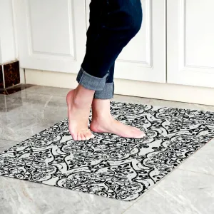 1/10 Inch Ultra Thin 24"×35" Large Front Door Mat Indoor Entrance Inside Non Slip, Waterproof Rubber Kitchen Mat and Interior Home Washable Door Mat, Boho Grey