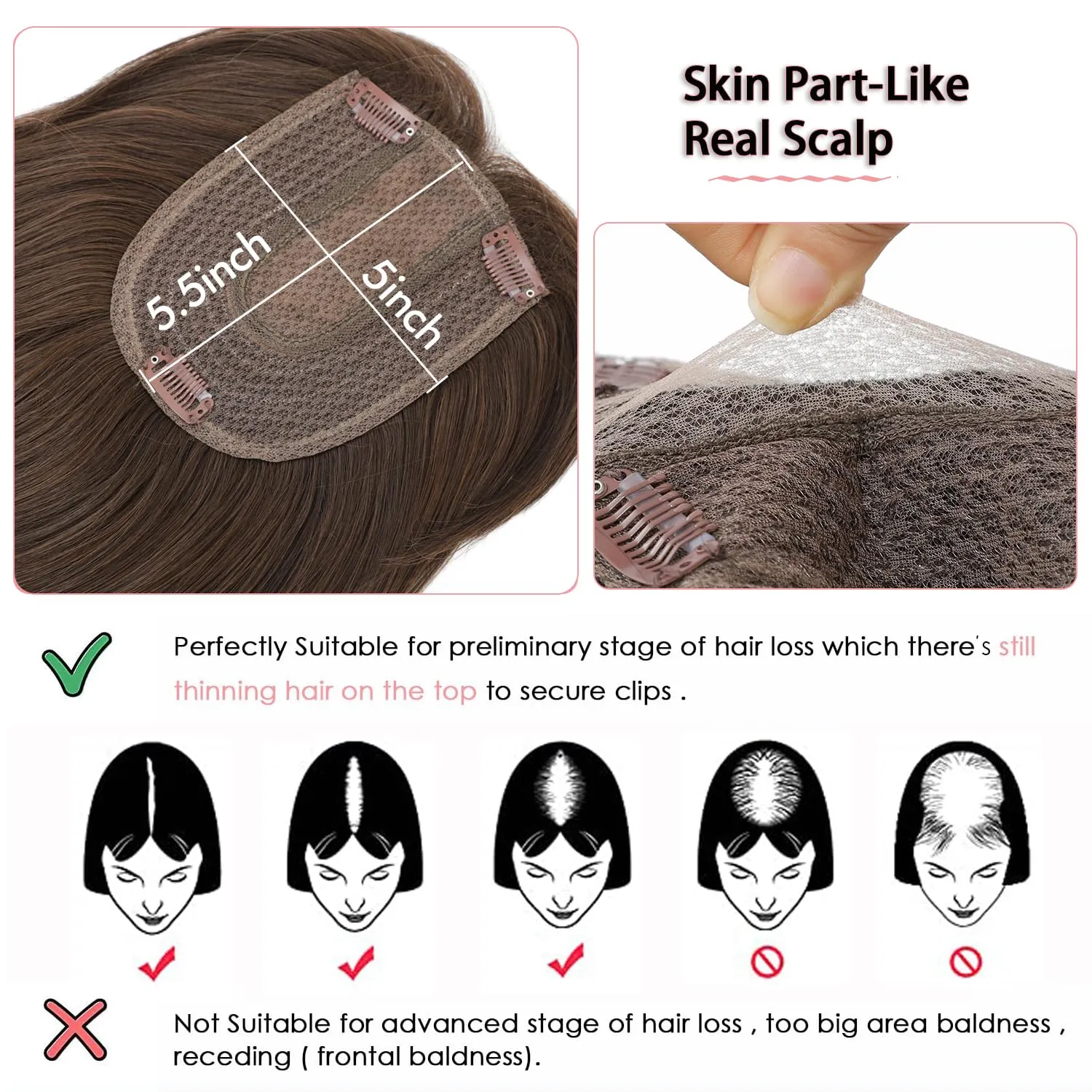 14 Inch Hair Toppers for Women Toppers Hairpieces for Women Wiglets Hairpieces for Thinning Hair Topper Synthetic Hairpiece Wig Toppers with Thinning hair