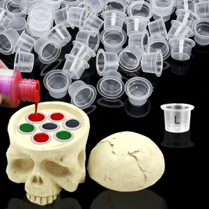 1Pcs 7 Holes Hard Skull Resin Ink Cup Holder with 100pcs #15 Large Ink Caps for Tattoo Artist Gift