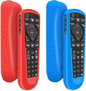 2 Pack Case for Dish Network Remote 52.0/54.0, Silicone Cover for Dish TV Remote Controller Skin Protective Universal Replacement Rubber Sleeve Protector(Red,Blue)