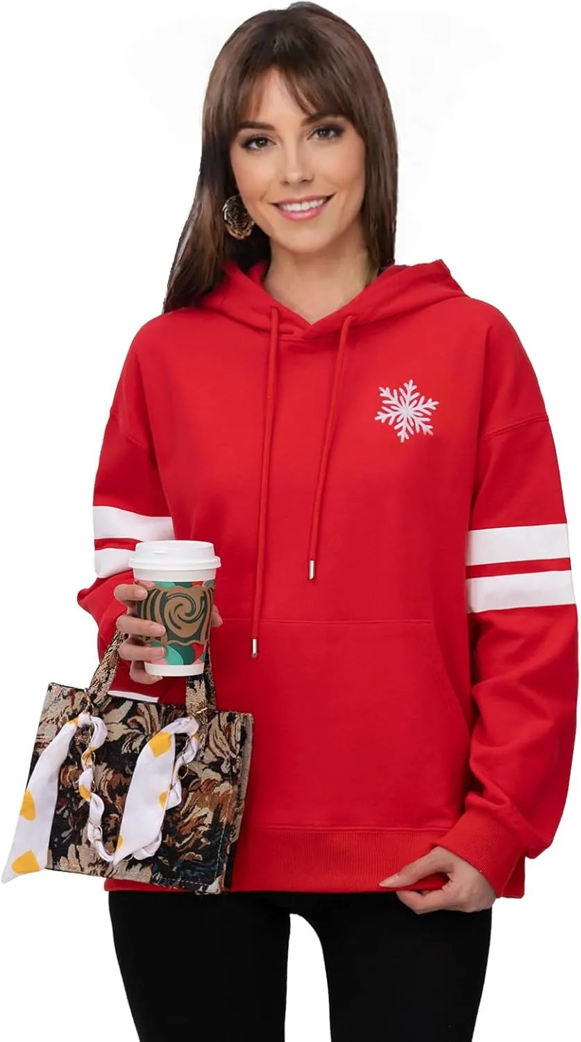 2025 Embroidered Christmas Sweatshirt for Women Long Sleeve Crewneck Pullover Casual Graphic Sweaters Top