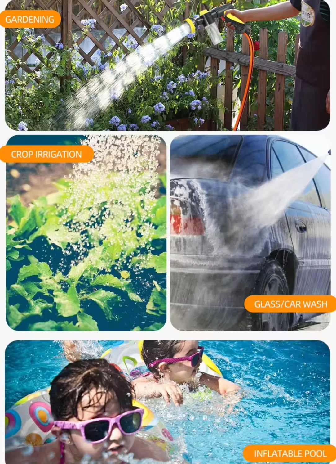 360 Degree Angle Adjustable Water Wand Flexible Spray Wand