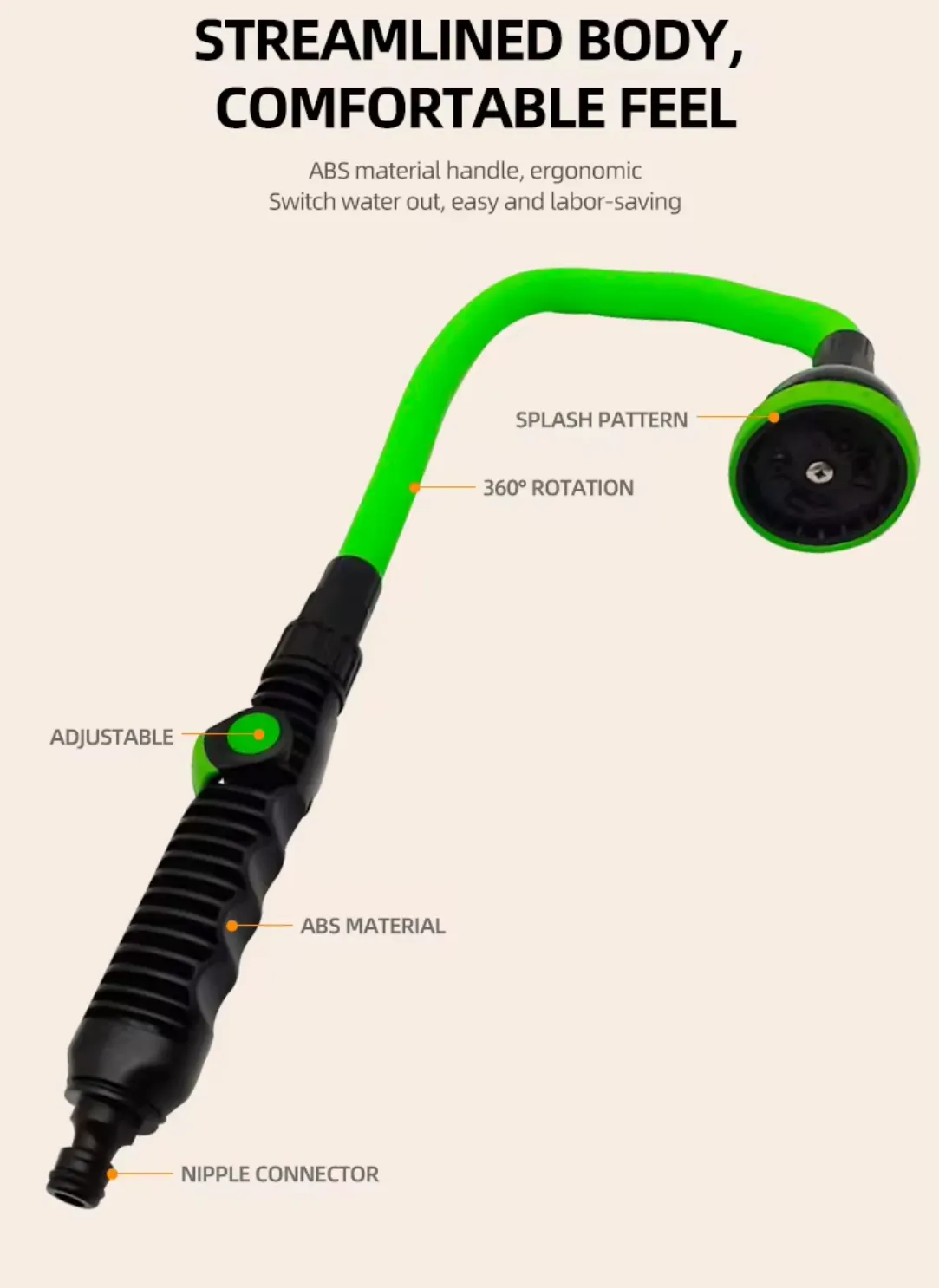 360 Degree Angle Adjustable Water Wand Flexible Spray Wand