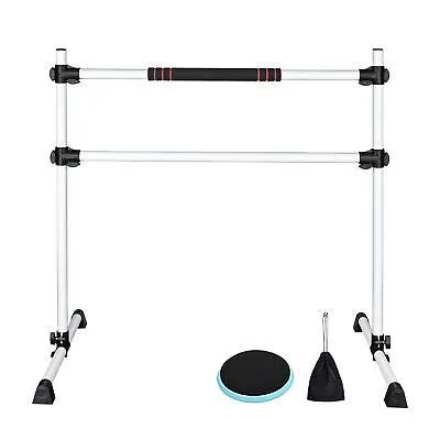4 Ft Ballet Barre Double Bars with Turning Board Disc Dancing Training Home Gym