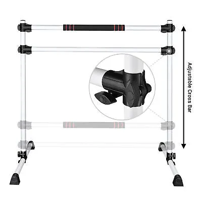 4 Ft Ballet Barre Double Bars with Turning Board Disc Dancing Training Home Gym