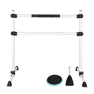 4 Ft Ballet Barre Double Bars with Turning Board Disc Dancing Training Home Gym