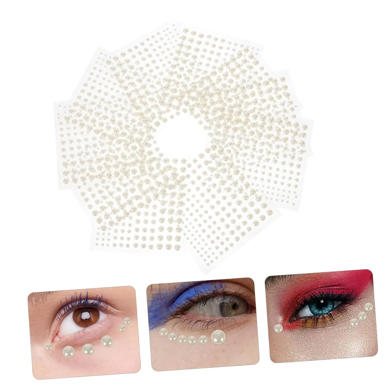40sheets Self Adhesive Pearl Stickers Flat Back Pearl Decals for DIY Crafts Nail Art and Phone Decoration Translucent for Beauty and Makeup