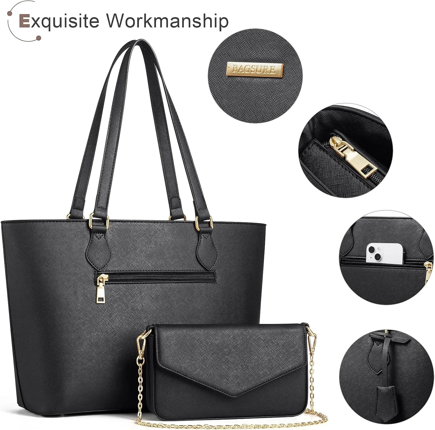 4PCS Women Fashion Handbags Purses Wallet Tote Shoulder Bags Casual Crossbody Bags, Best Valentine's Day Gift for Ladies Girls, Satchel Purse Set 4pcs