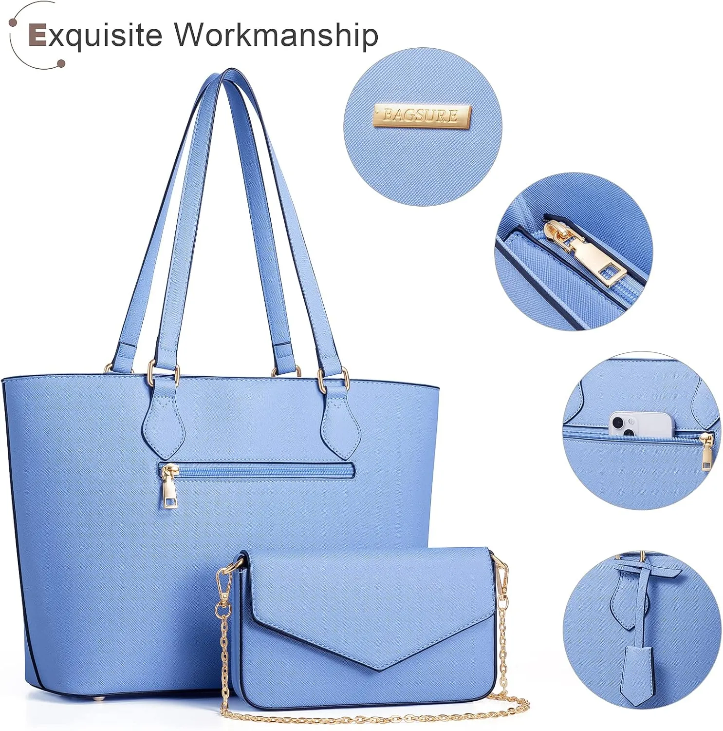 4PCS Women Fashion Handbags Purses Wallet Tote Shoulder Bags Casual Crossbody Bags, Best Valentine's Day Gift for Ladies Girls, Satchel Purse Set 4pcs