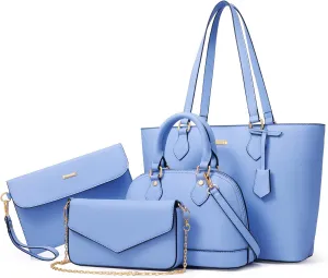 4PCS Women Fashion Handbags Purses Wallet Tote Shoulder Bags Casual Crossbody Bags, Best Valentine's Day Gift for Ladies Girls, Satchel Purse Set 4pcs