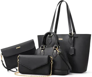 4PCS Women Fashion Handbags Purses Wallet Tote Shoulder Bags Casual Crossbody Bags, Best Valentine's Day Gift for Ladies Girls, Satchel Purse Set 4pcs