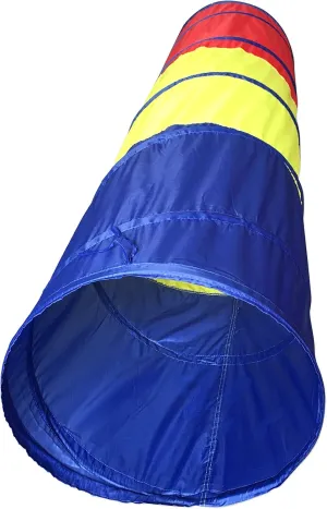 6' Children Tunnel Kid Pop Up Discovery Tube Playtent Toy, Blue/Yellow/Red