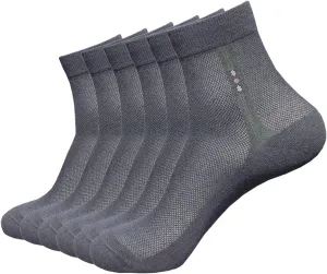 6 Pack Mens Ultra Thin Breathable Socks Summer Mesh Cotton Business Dress Sock Large Size 10-13