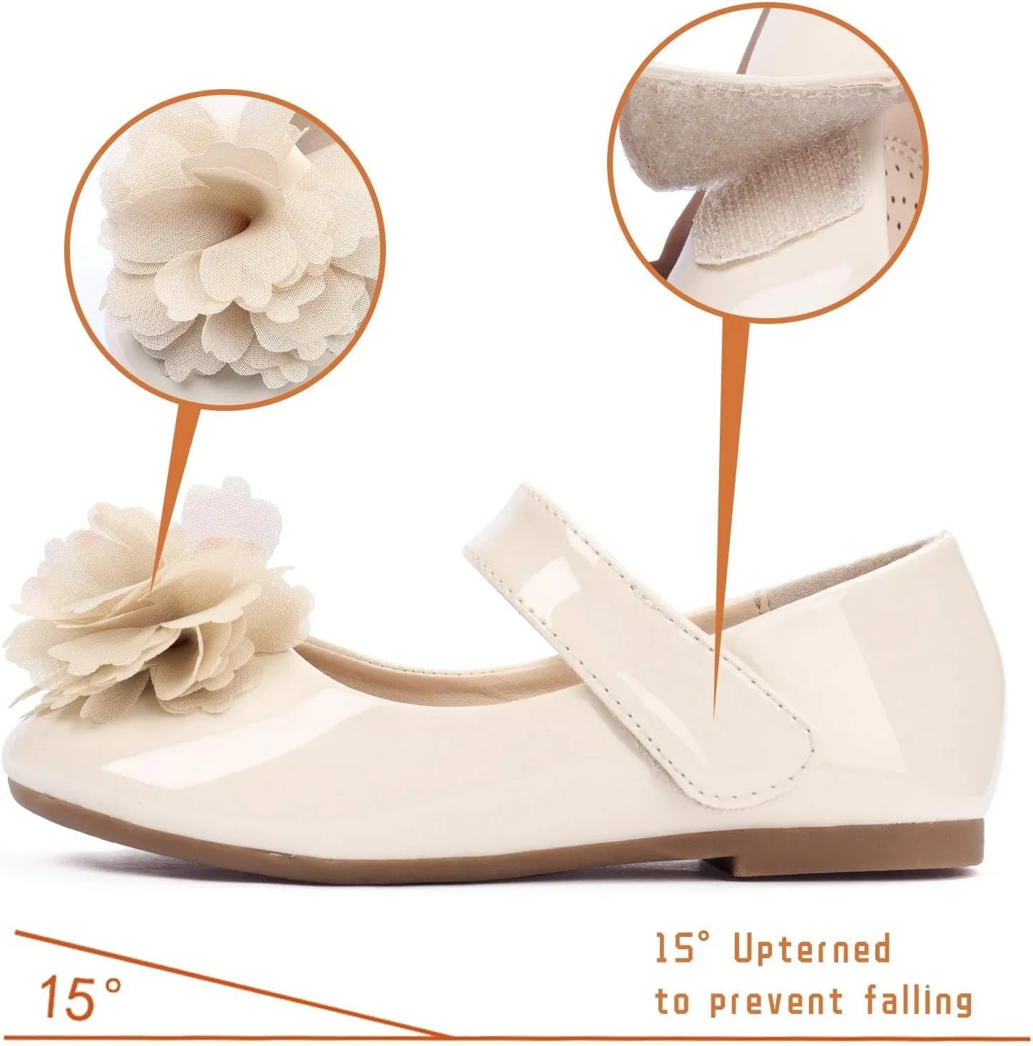 ADAMUMU Toddler Dress Shoes Flower Girl Shoes for Weeding Cute Toddler Mary Jane Shoes Lace Flore Ballet Flat for Walking, Jumping