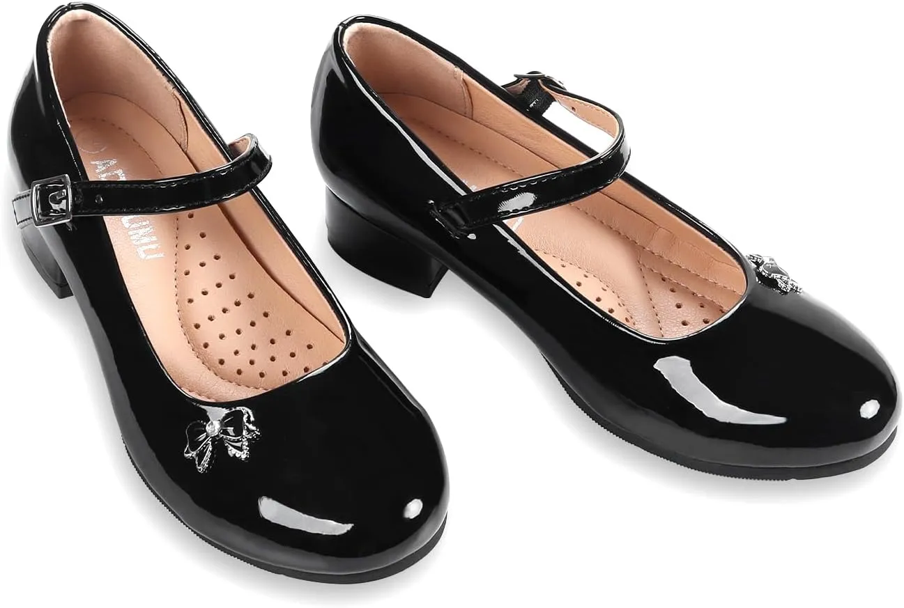 ADAMUMU Toddler Dress Shoes Flower Girl Shoes for Weeding Cute Toddler Mary Jane Shoes Lace Flore Ballet Flat for Walking, Jumping