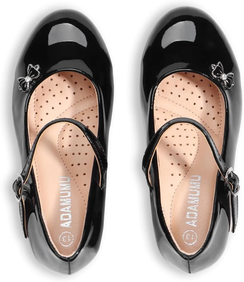 ADAMUMU Toddler Dress Shoes Flower Girl Shoes for Weeding Cute Toddler Mary Jane Shoes Lace Flore Ballet Flat for Walking, Jumping
