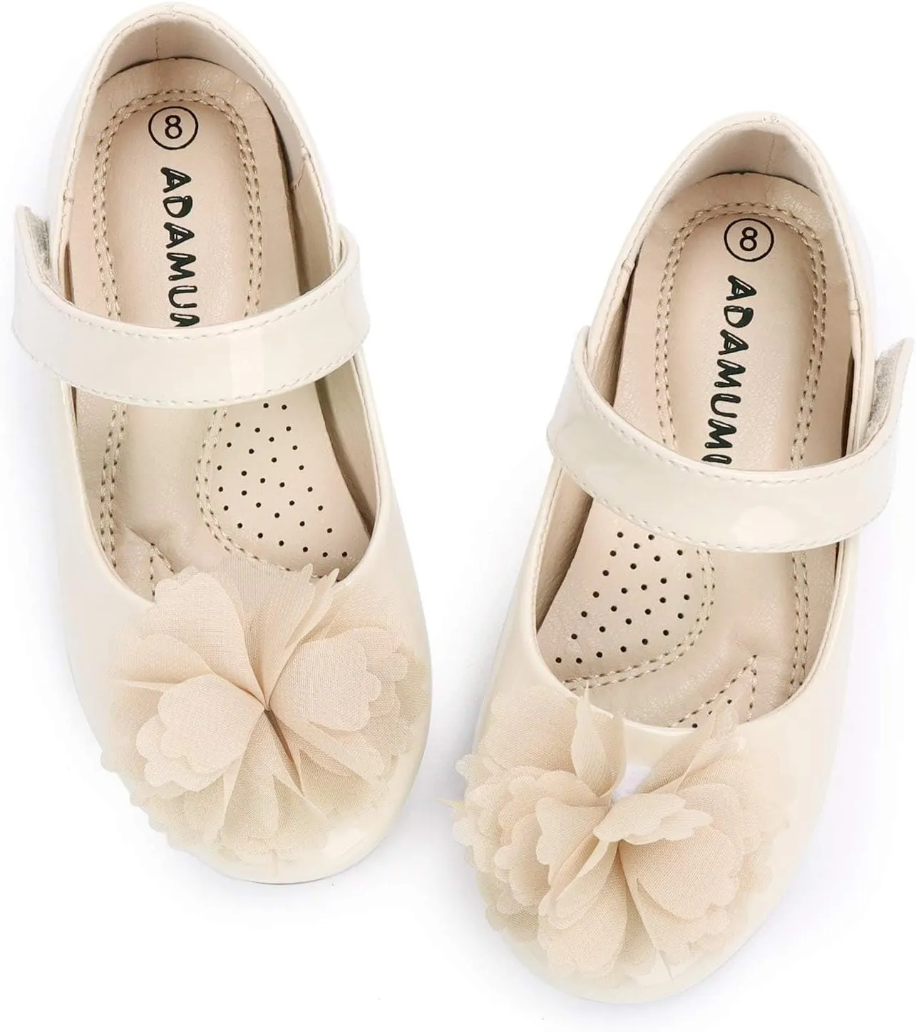 ADAMUMU Toddler Dress Shoes Flower Girl Shoes for Weeding Cute Toddler Mary Jane Shoes Lace Flore Ballet Flat for Walking, Jumping