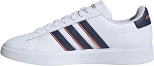 adidas Mens Grand Court Cloudfoam Comfort Shoes Indoor Court Shoe, White/Dark Blue/Preloved Scarlet, 13