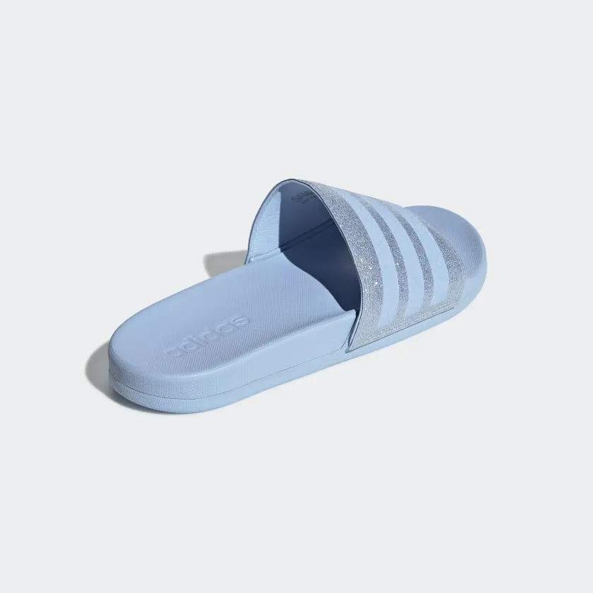 Adidas Womens Adilette Comfort Slides - Glow Blue / Glow Blue / Glow Blue