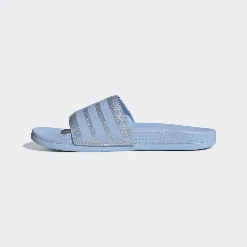 Adidas Womens Adilette Comfort Slides - Glow Blue / Glow Blue / Glow Blue