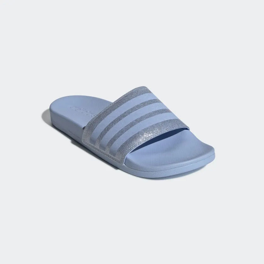 Adidas Womens Adilette Comfort Slides - Glow Blue / Glow Blue / Glow Blue