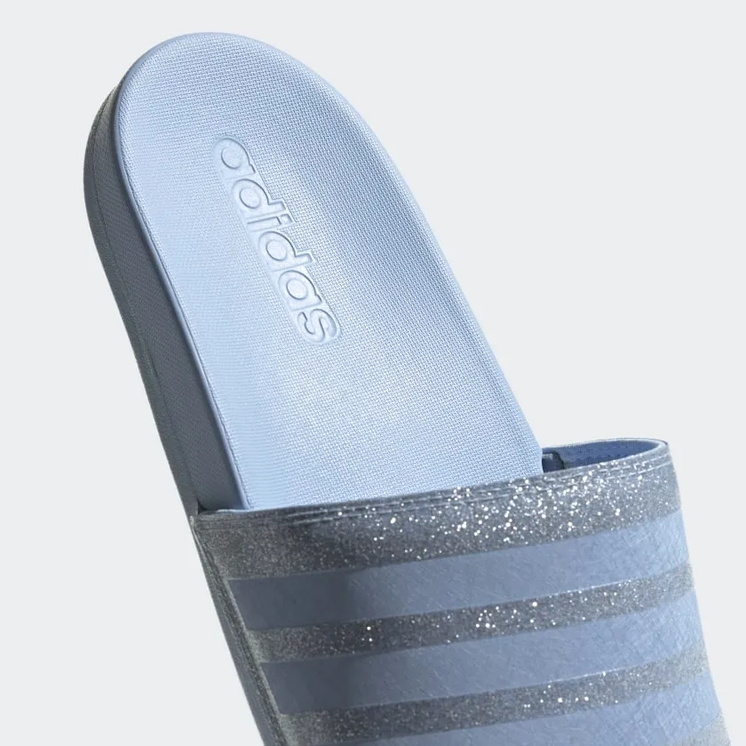 Adidas Womens Adilette Comfort Slides - Glow Blue / Glow Blue / Glow Blue