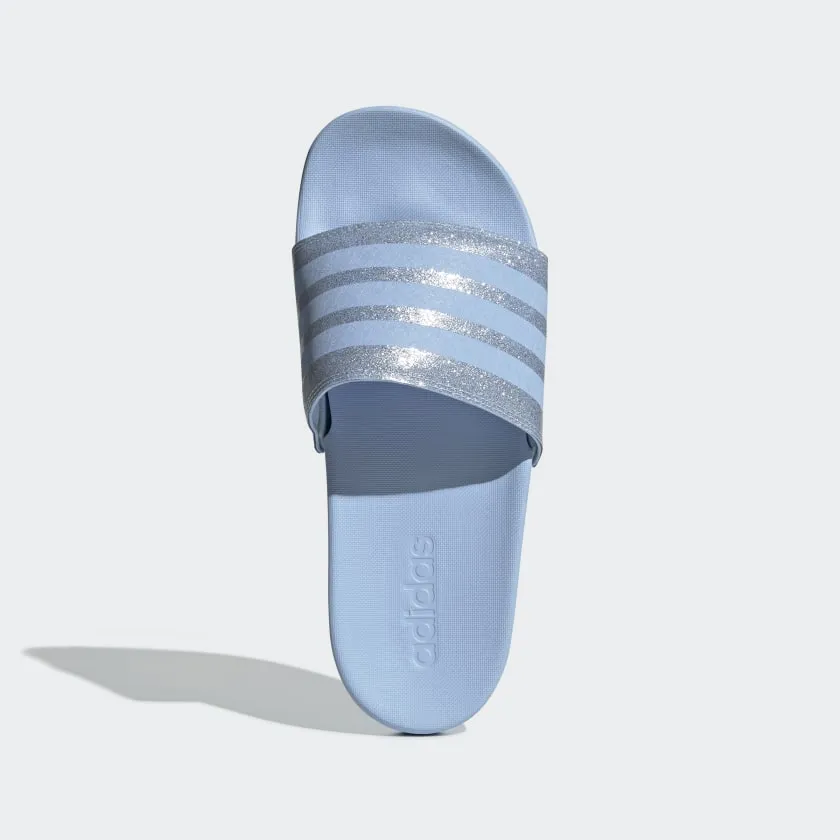 Adidas Womens Adilette Comfort Slides - Glow Blue / Glow Blue / Glow Blue
