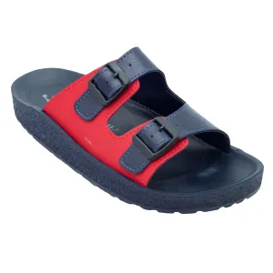 Aerowalk Men Blue and Red Mule Shape Slipper with Double Buckle Styling (KC31_BLUE RED)