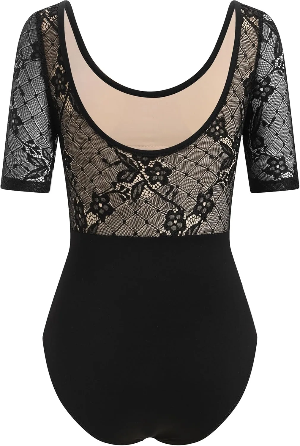 AFAVOM Ballet Dance Leotards for Women Sheer Mesh Lace Leotard Bodysuit Adult Gymnastics Dancewear Ballerina Dance Costumes