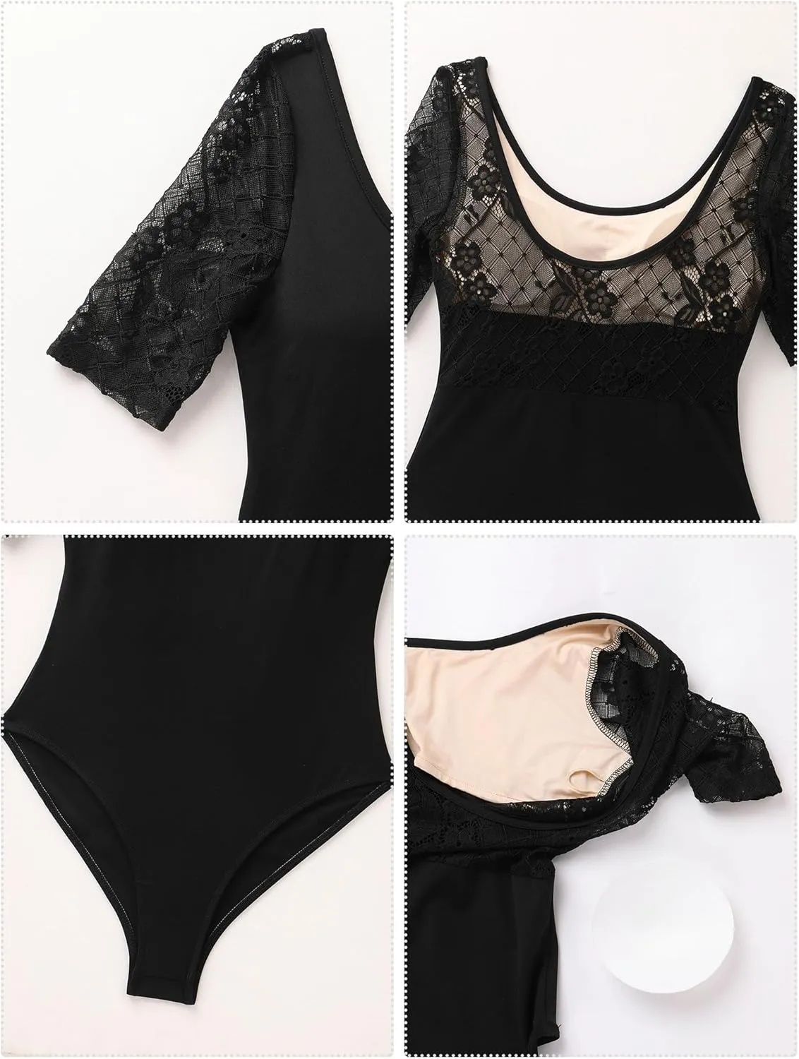 AFAVOM Ballet Dance Leotards for Women Sheer Mesh Lace Leotard Bodysuit Adult Gymnastics Dancewear Ballerina Dance Costumes