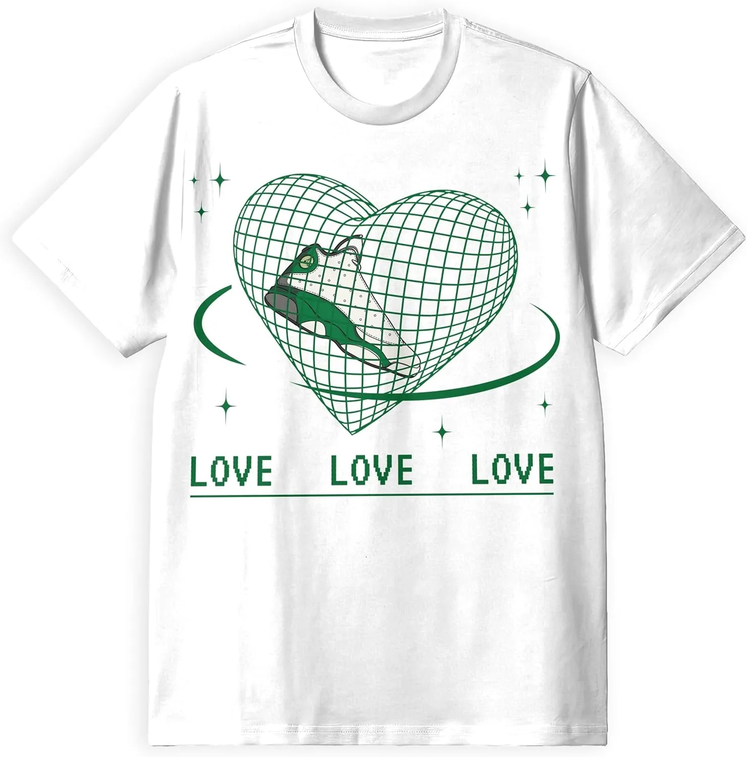 AJ 13 Court of Legends 13s Pine Green Shirt, Sneaker Heart, Shirts Match Sneakers 2D Sneaker T-Shirt Tee
