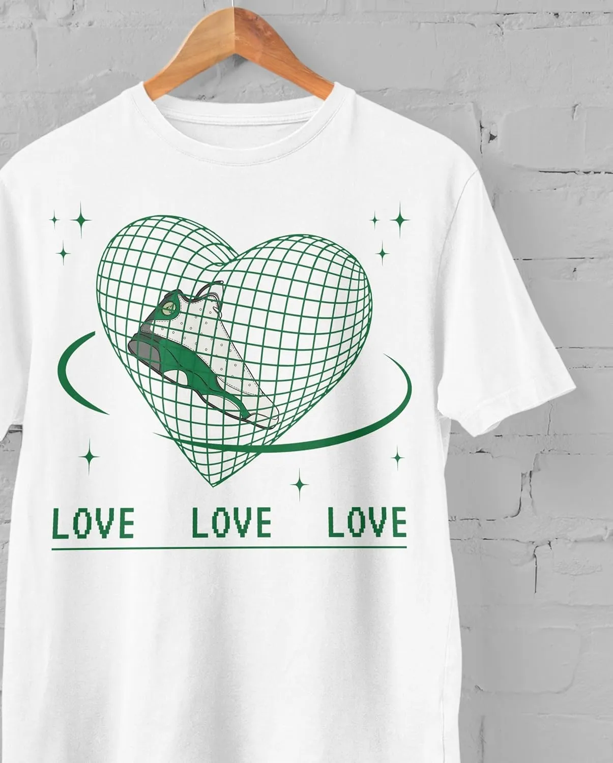 AJ 13 Court of Legends 13s Pine Green Shirt, Sneaker Heart, Shirts Match Sneakers 2D Sneaker T-Shirt Tee