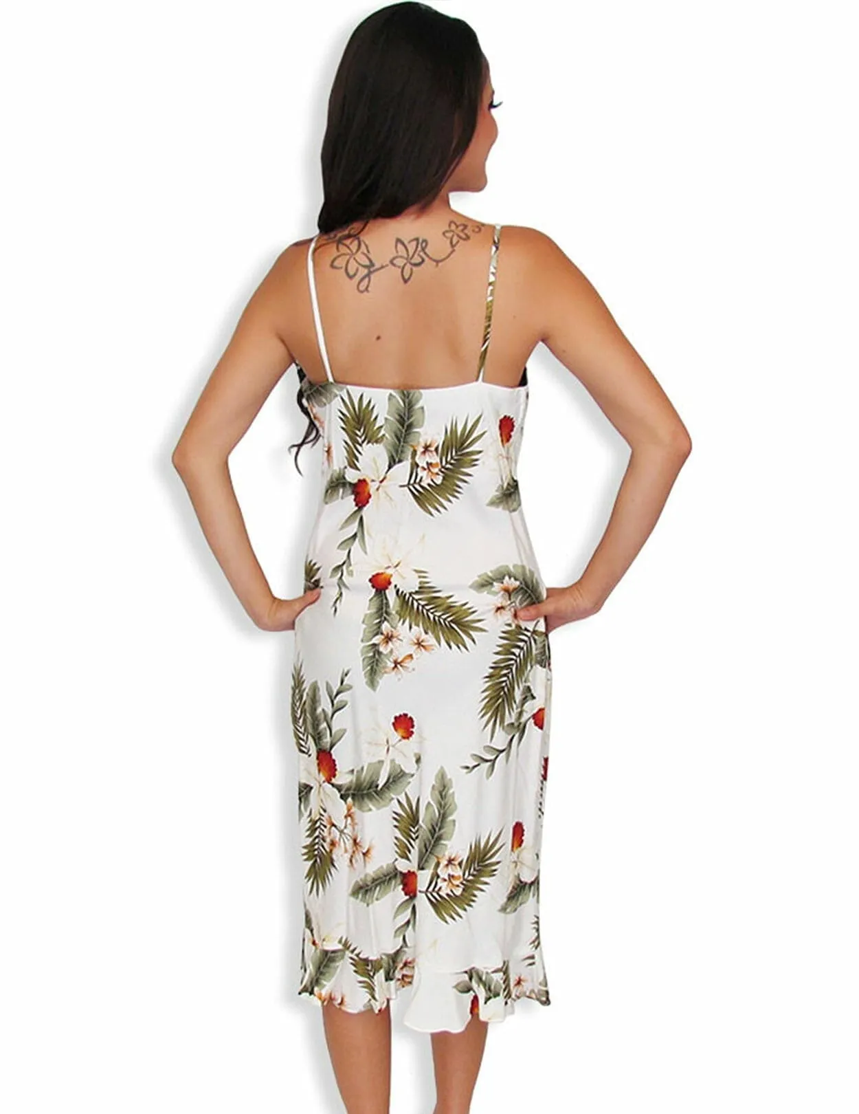 Akepo White Slip-On Hawaiian Dress