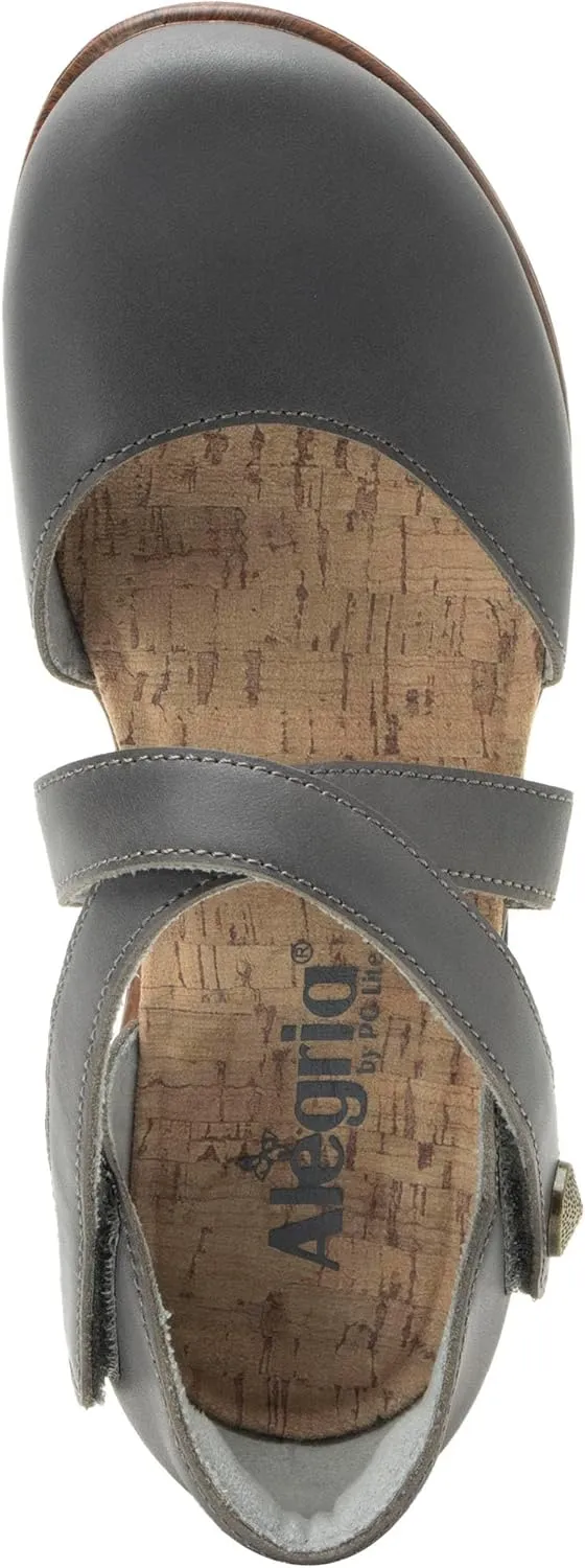 Alegria Womens Savina Leather Wedge - Stylish and Versatile Mary Jane for Endless Support - Enhanced Arch Slip Resistant Platform Ankle Cross Strap Heel for Professionals