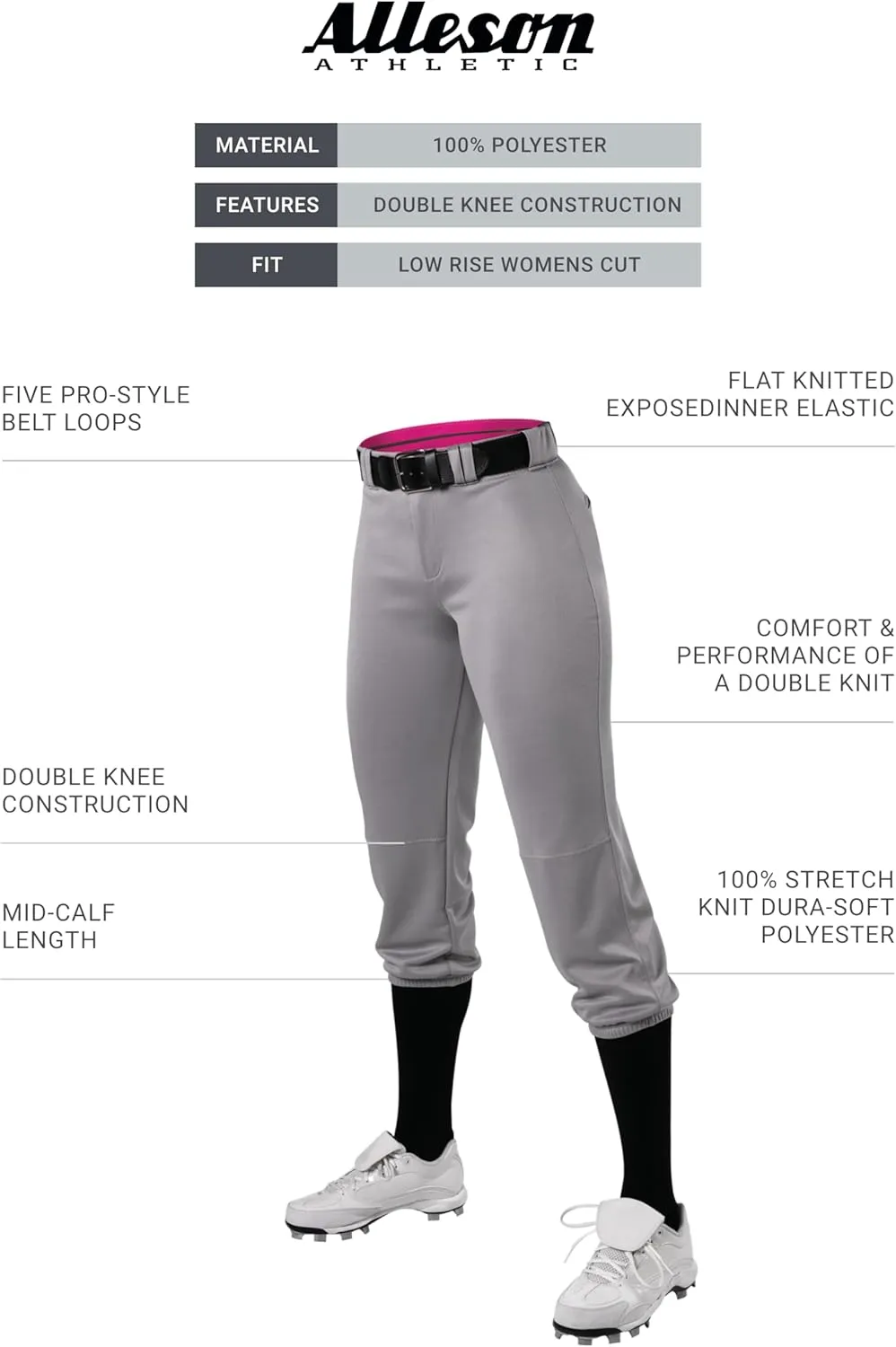 Alleson Athletic Teen-Girl's Fastpitch/Softball Speed Premium Pant – Pro-Style Fit and Durable Construction