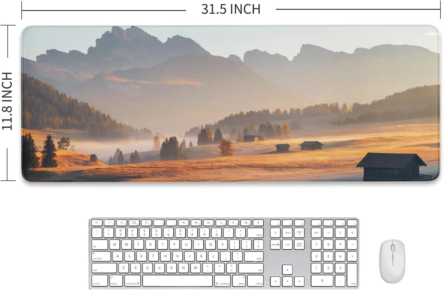 Alpe di Siusi (Seiser ALM) Mouse Pad, Computer Mouse Mat, Alpine Meadow Mouse Pad with Non-Slip Base and Stitched Edge, Keyboard Pad for Gamer, Office & Home, 31.5 X 11.8 Inch, 3mm Thick