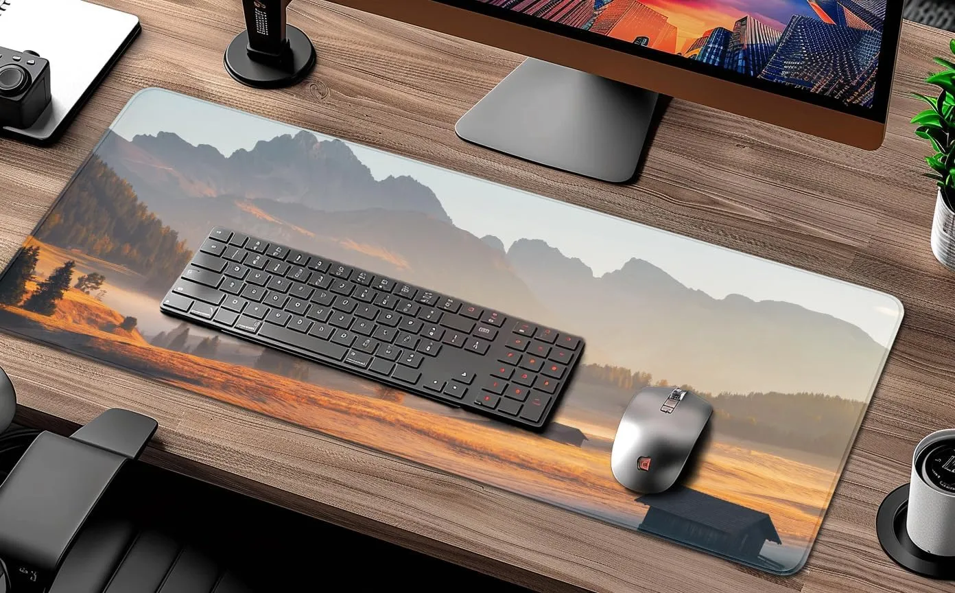 Alpe di Siusi (Seiser ALM) Mouse Pad, Computer Mouse Mat, Alpine Meadow Mouse Pad with Non-Slip Base and Stitched Edge, Keyboard Pad for Gamer, Office & Home, 31.5 X 11.8 Inch, 3mm Thick