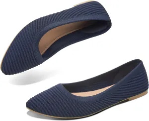 ALTOCIS Womens Knit Ballet Flats Ladies Comfortable Pointed-Toe Dressy Shoes Casual Soft Flat Shoes Ballerina Walking Flats Shoes