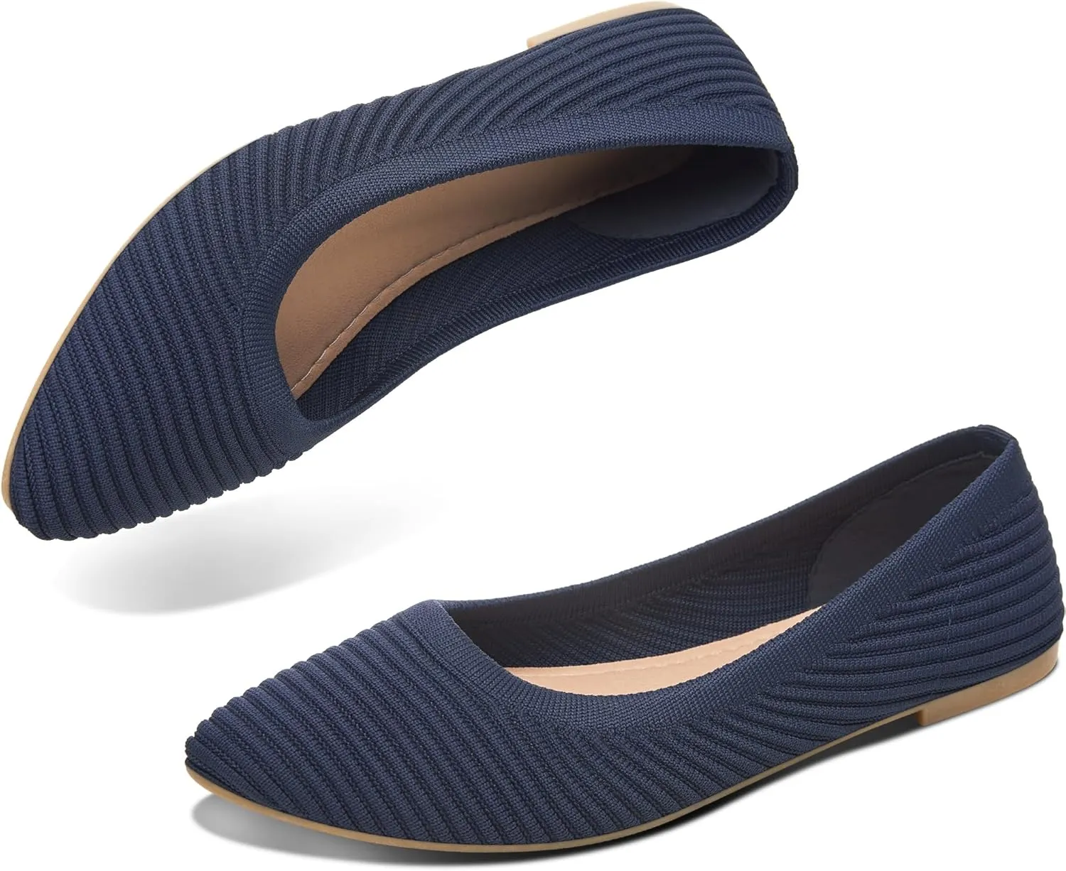 ALTOCIS Womens Knit Ballet Flats Ladies Comfortable Pointed-Toe Dressy Shoes Casual Soft Flat Shoes Ballerina Walking Flats Shoes