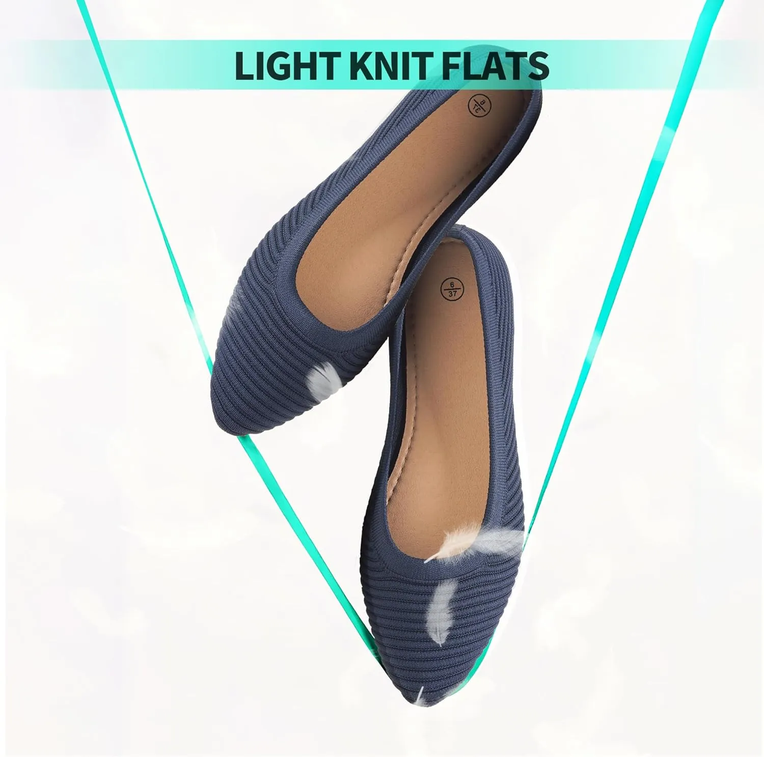 ALTOCIS Womens Knit Ballet Flats Ladies Comfortable Pointed-Toe Dressy Shoes Casual Soft Flat Shoes Ballerina Walking Flats Shoes