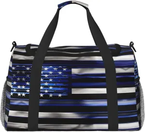 American Thin Blue Line Flag print Weekender Overnight Carry On Bag Gym Luggage Bag Duffel Bag for Travel Women