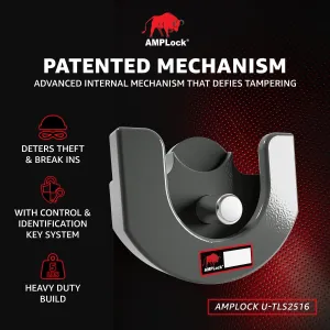 AMPLock U-TLS2516: 2-5/16" RV, Boat and Trailer Coupler Lock - Secure Your 2-5/16" Coupler with Flat Lip - Protection for Trailers and RVs - Push and Lock System for Effortless Security