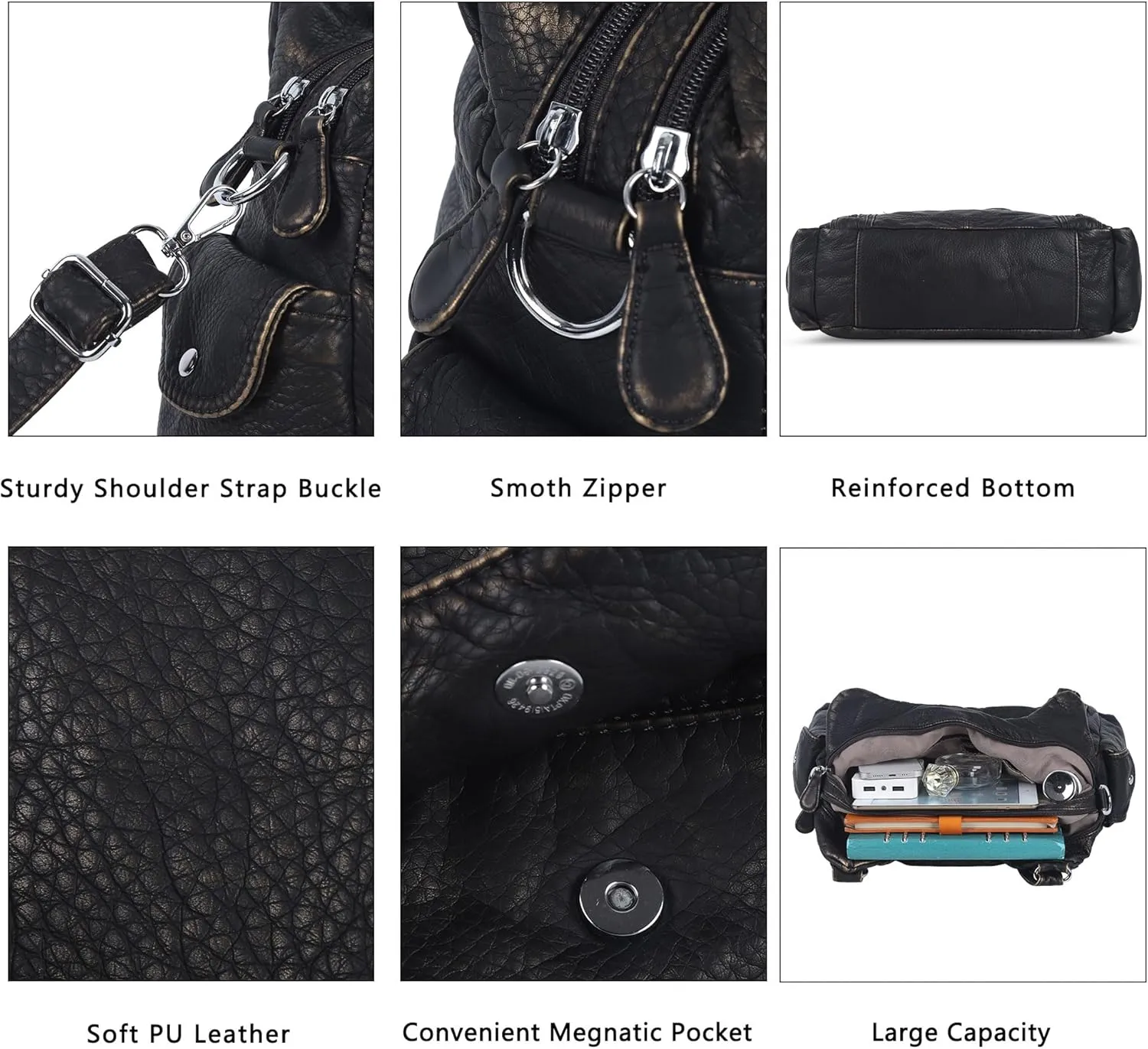 Angel Kiss Purses for Women, Large Shoulder Bag Hobo Tote Purse Mutipocket Faux Leather Satchel Hobo Purse