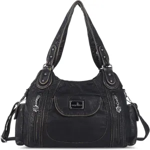 Angel Kiss Purses for Women, Large Shoulder Bag Hobo Tote Purse Mutipocket Faux Leather Satchel Hobo Purse