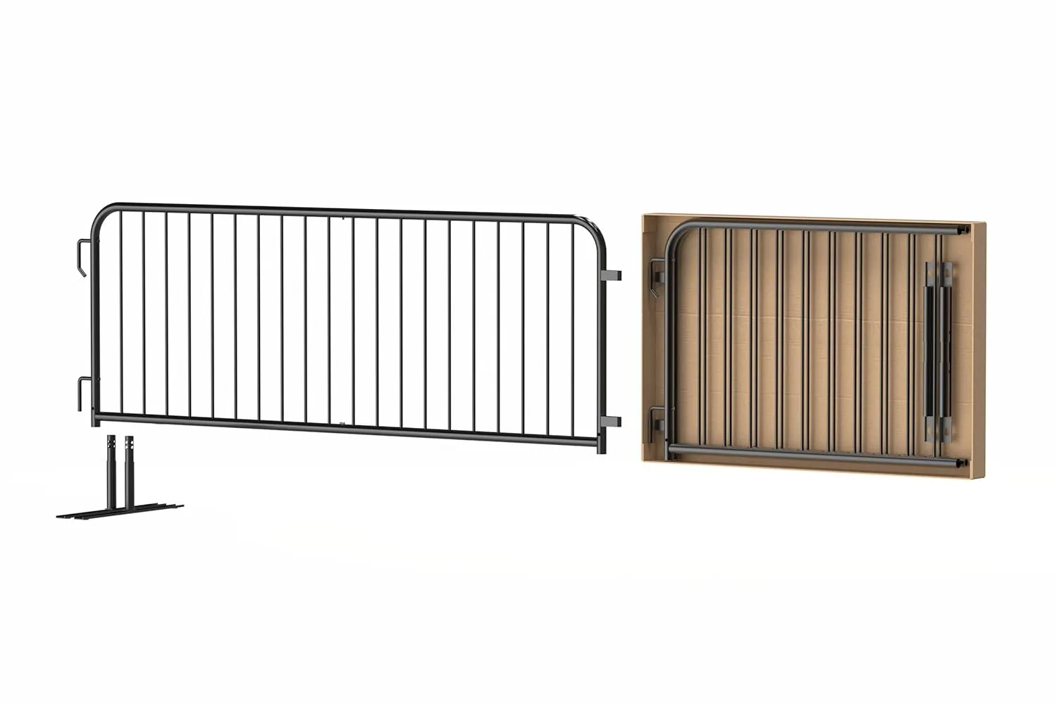 Angry Bull Barricades Barricade in a Box 2.0 - Heavy Duty Interlocking Steel Barricade, 8.5 Ft. (Hot Dipped Galvanized, Flat feet)