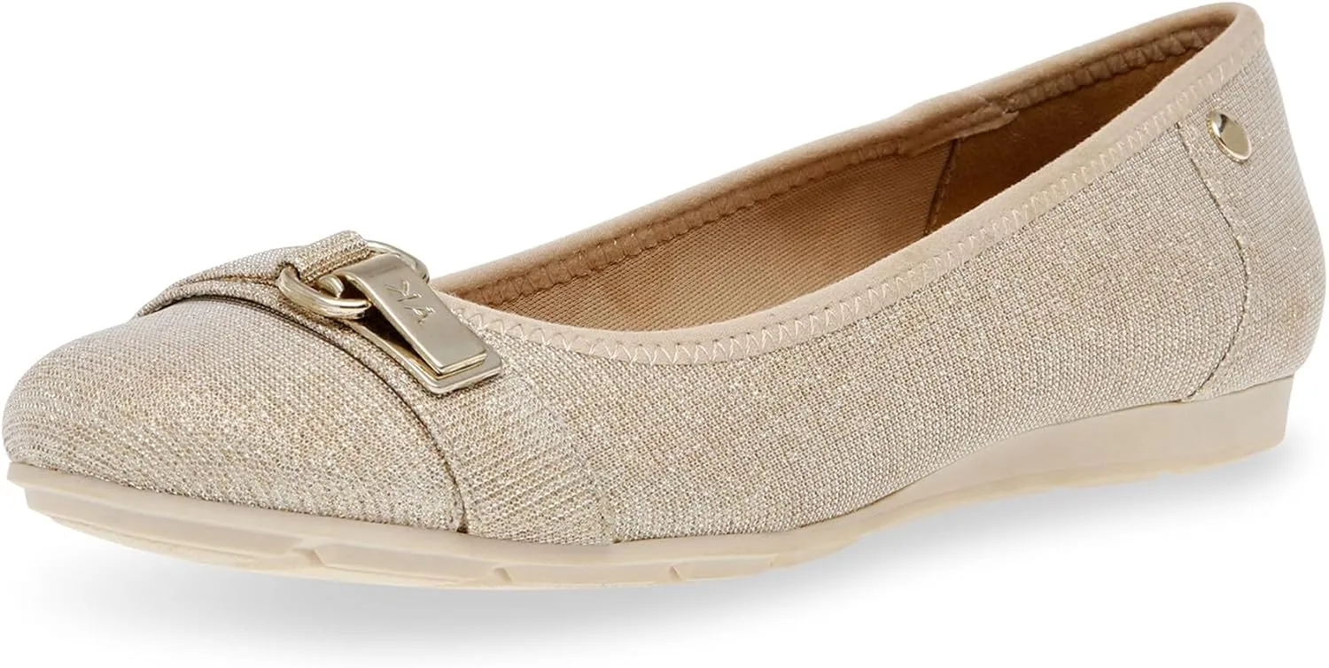 Anne Klein Women’s Able Comfortable Ballet Flat, Platinum, 9 M US