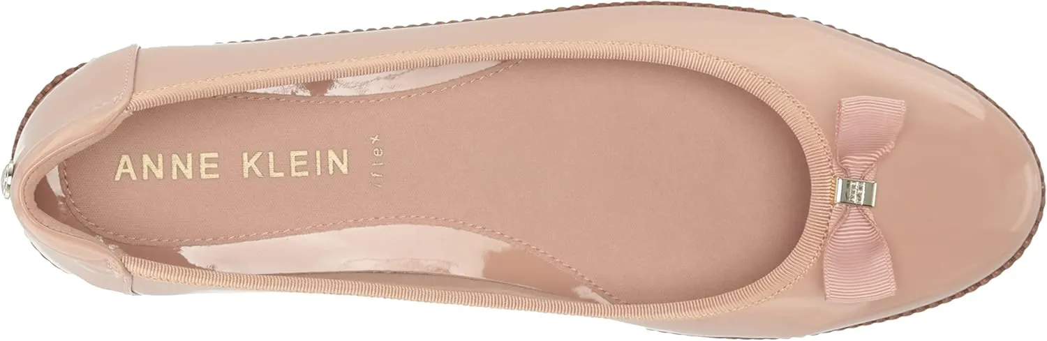 Anne Klein Womens Ember Faux Leather Round Toe Ballet Flats