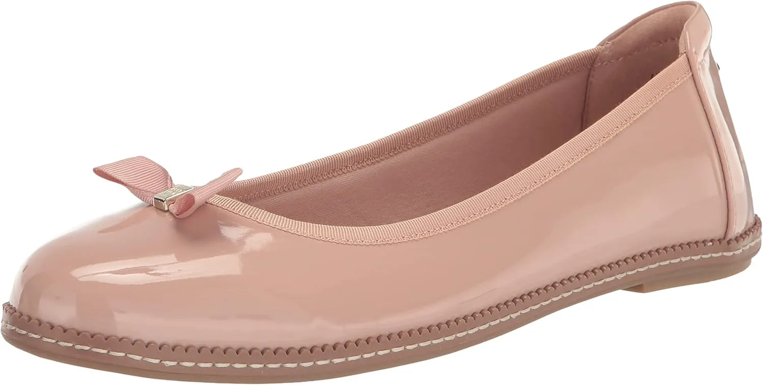 Anne Klein Womens Ember Faux Leather Round Toe Ballet Flats
